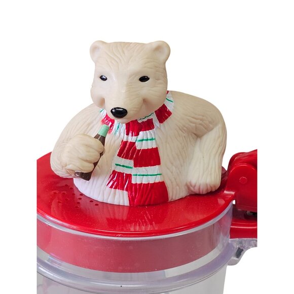 1997 Coca-Cola Polar Bear Plastic Singing  Mug W/ Lid & Handle - Picture 3 of 8